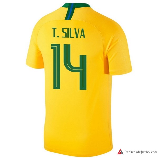 Camiseta Seleccion Brasil Primera equipación T.Silva 2018 Amarillo